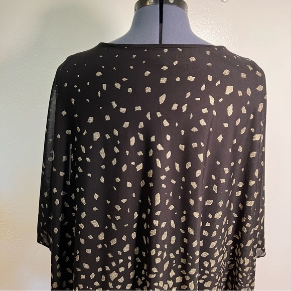 JM Collection Batwing Asymmetric Blouse Black Gold - Picture 9 of 12